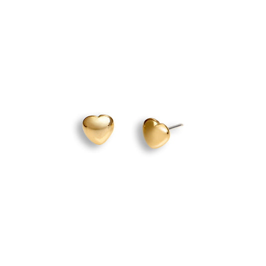 Trove domed heart gold earrings
