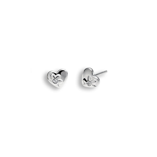 Trove heart with flower and cz earrings