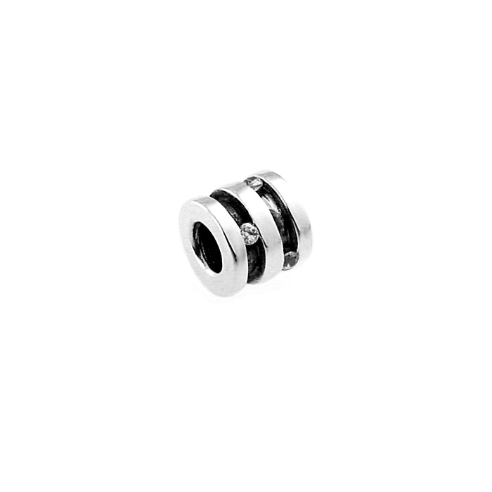 Trove sterling silver cylinder and cz bead