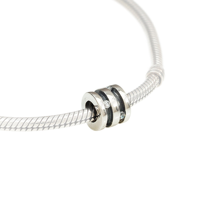 Trove sterling silver cylinder and cz bead