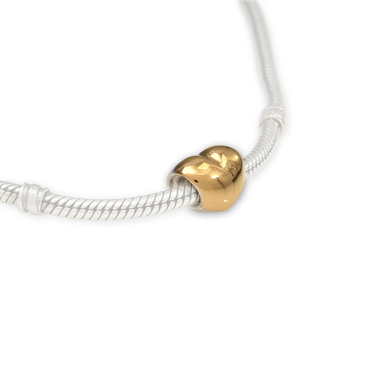 Trove sterling silver 24ct gold plate half heart bead